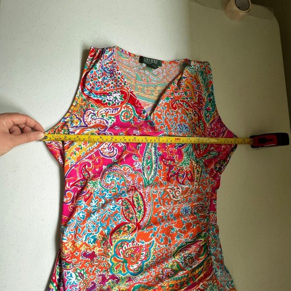Lauren Ralph Lauren Womens Multicolor Paisley Floral Dress Size Petite Large - Picture 8 of 10